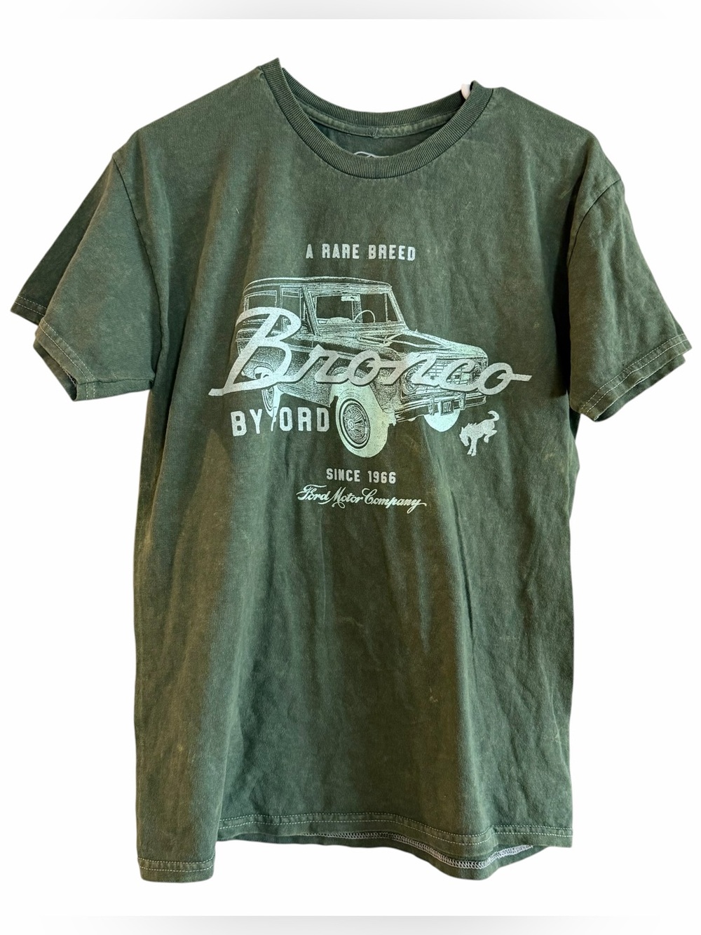 Ford Bronco Green American Retro Car Lover Summer Cotton Graphic Tee Size Medium